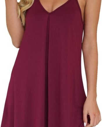 Nightgown for Women Loose Sleepwear V Neck Pajama Dress Soft Nightshirt Sleeveless Nightdress Chemise