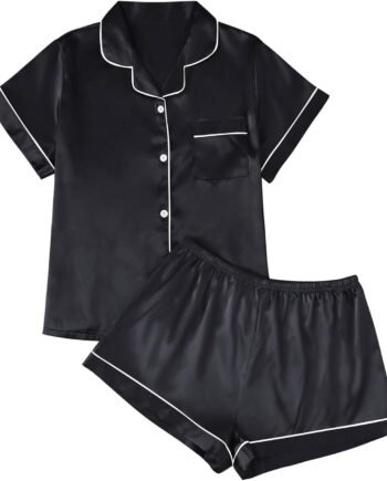 Silk Satin Pajama Set for Women Pajamas 2 Piece Lounge Set Pjs Pj Shorts Matching Sets Summer Soft Loungewear