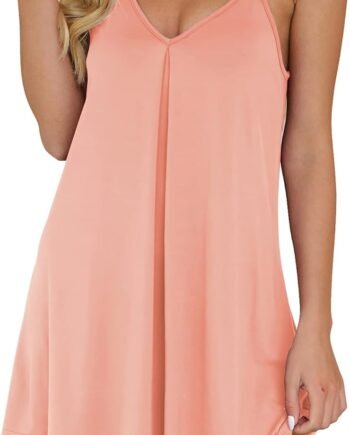 Nightgown for Women Loose Sleepwear V Neck Pajama Dress Soft Nightshirt Sleeveless Nightdress Chemise
