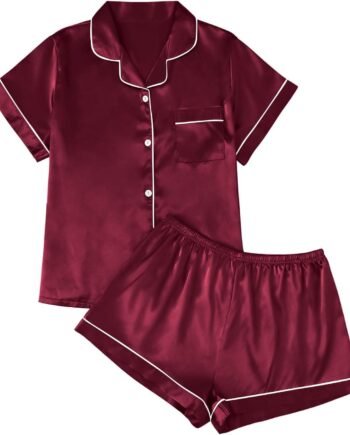 Silk Satin Pajama Set for Women Pajamas 2 Piece Lounge Set Pjs Pj Shorts Matching Sets Summer Soft Loungewear