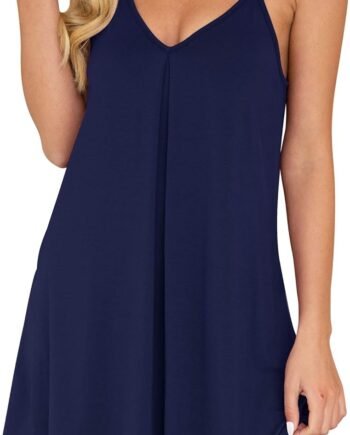 Nightgown for Women Loose Sleepwear V Neck Pajama Dress Soft Nightshirt Sleeveless Nightdress Chemise