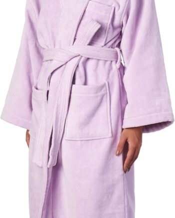 Womens Cotton Terry Cloth Bathrobe Shawl Collar Velour Spa Robe