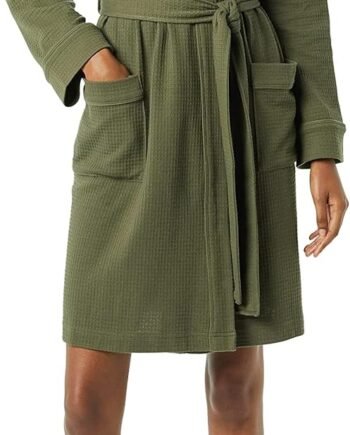Women's Lightweight Waffle Mid-Length Robe (Available in Plus Size)