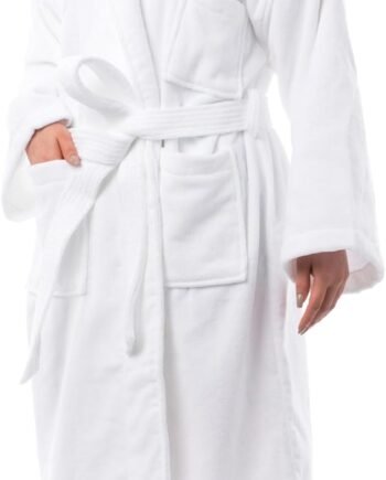 Womens Cotton Terry Cloth Bathrobe Shawl Collar Velour Spa Robe